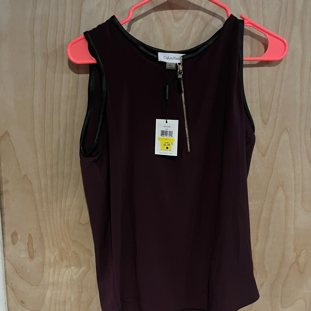 Two Piece Calvin Klein Women's Purple Sleeveless Top and Skirt Suit